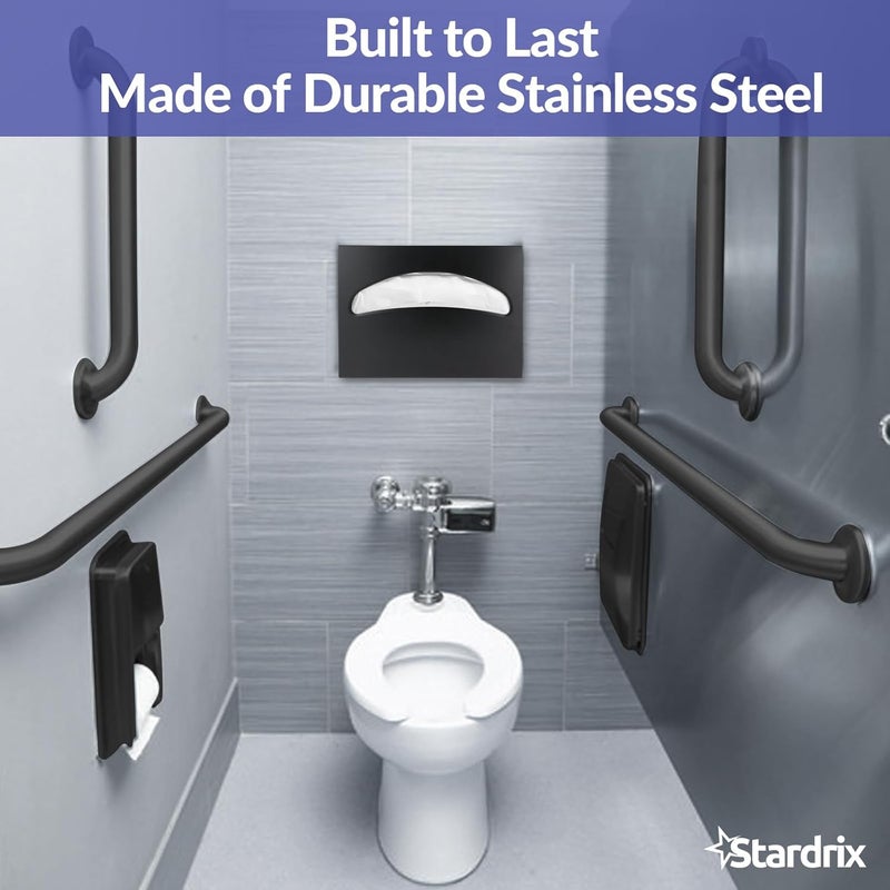 stardrix Stainless Steel Toilet Seat Cover Dispenser, Wall Mount Single or 1/2 Fold Large Capacity Toilet Seat Covers Holder for Commercial and Residential, Matt Black - Image 2